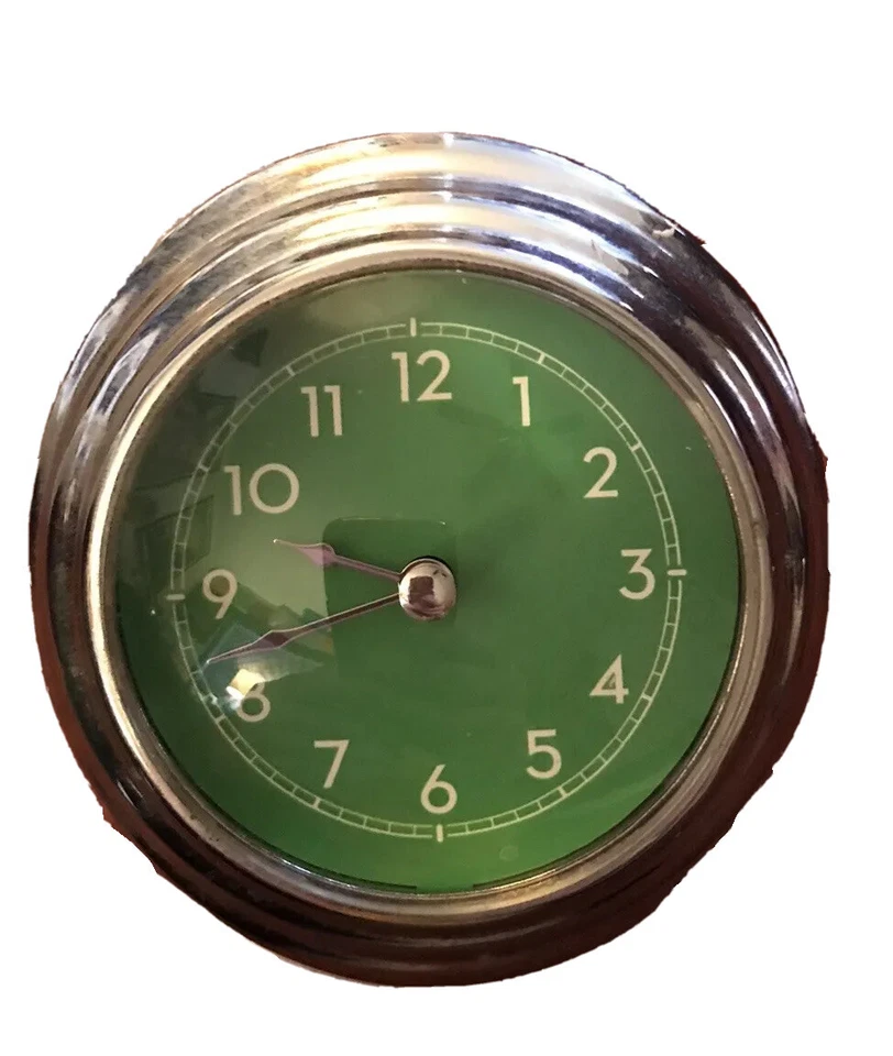 Ретро MCM керамики амбара прикроватной ванной часы серебристого тона винтажный Kelly зеленый читать - Изображение 4 из 4