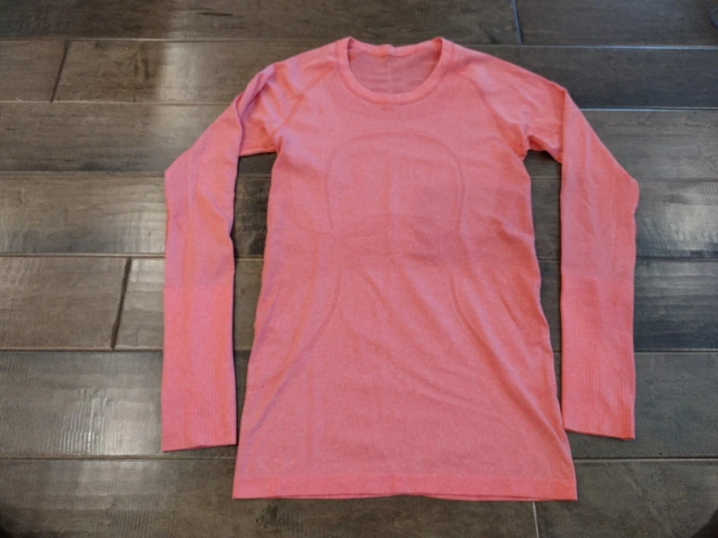 lululemon swiftly tech long-sleeve peach orange shirt