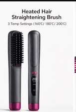 Heated Hair Straightening Brush Cordless Display Anti-Scald Comb 3 Temp Setting