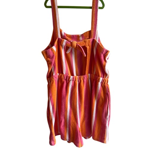 Free Assembly Orange and Pink Striped Jumpsuit terrycloth XL 14/16 jumper - Picture 3 of 4