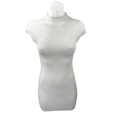 Zara Gray Short Sleeve Mock Neck Knit Sculpt Sweater Mini Bodycon Dress Size S