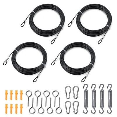 Yescom Outdoor String Light Hanging Kit 59ft x 4 Pre-looped Vinyl Coated Cable