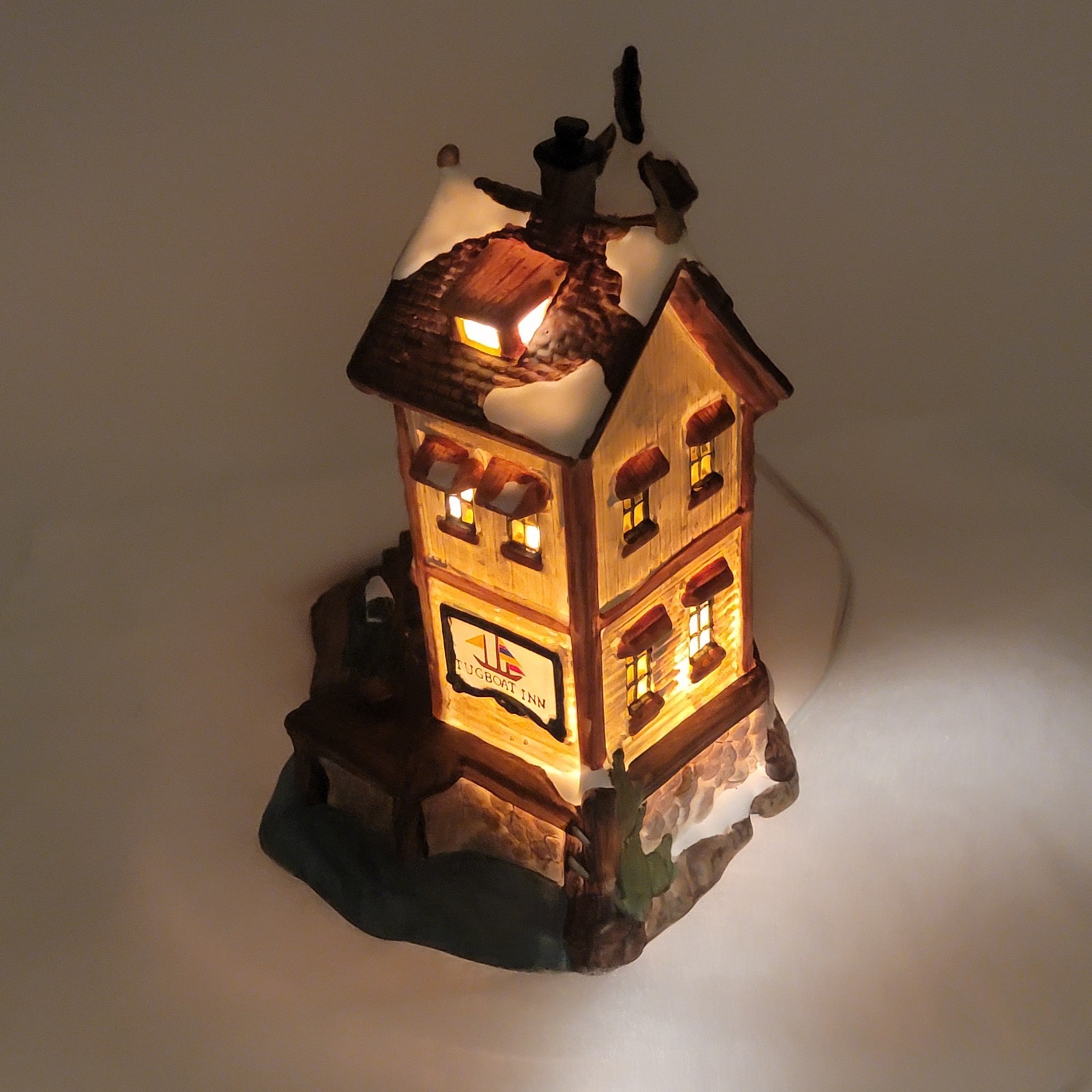Christmas Village Illuminated Porcelain Building - Tugboat Inn