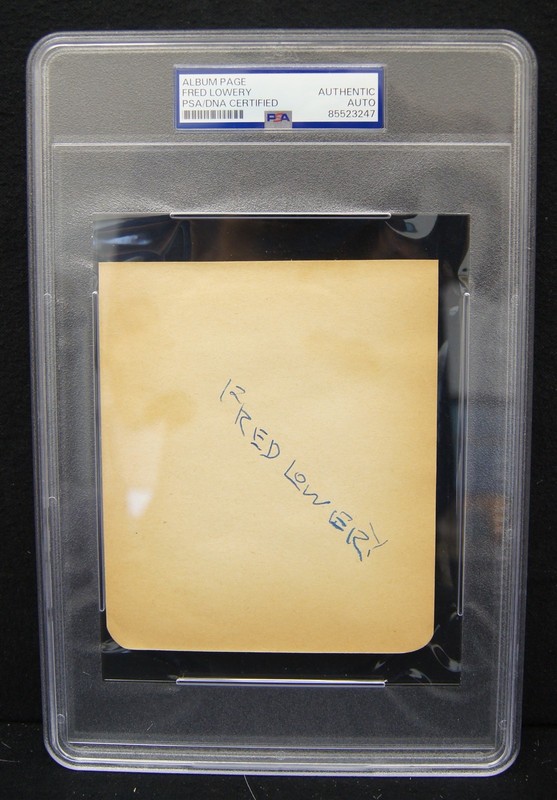 FRED LOWERY 1909-1984 Autographed Album Page PSA/DNA Authentic Auto Slabbed