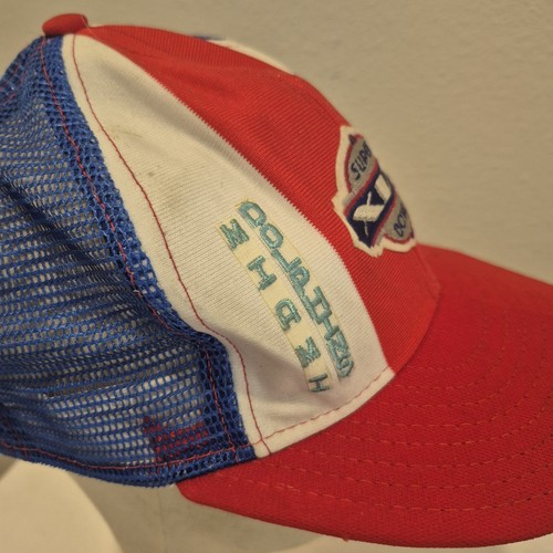 Super Bowl XIX Red Blue Miami Dolphins 49ers Mesh Snapback Vintage - Picture 6 of 9