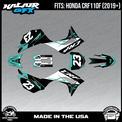 Graphics Kit for HONDA CRF110F CRF110 (2019-2024) Evader-Teal | eBay