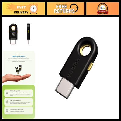 Multi-Factor Authentication Security Key - USB FIDO Certified YubiKey 5C - Prote