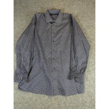 Vintage Eton Floral Button Up Shirt Men 43/17 Navy Contemporary Casual Retro Y2K
