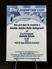 2025-26 Topps Inception - Kon Knueppel RPA Jumbo Relic Autograph *REDEMPTION*