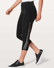 Lululemon Mix  Mesh High Rise Crop 21" Athletic Training Workout Leggings Sz 4