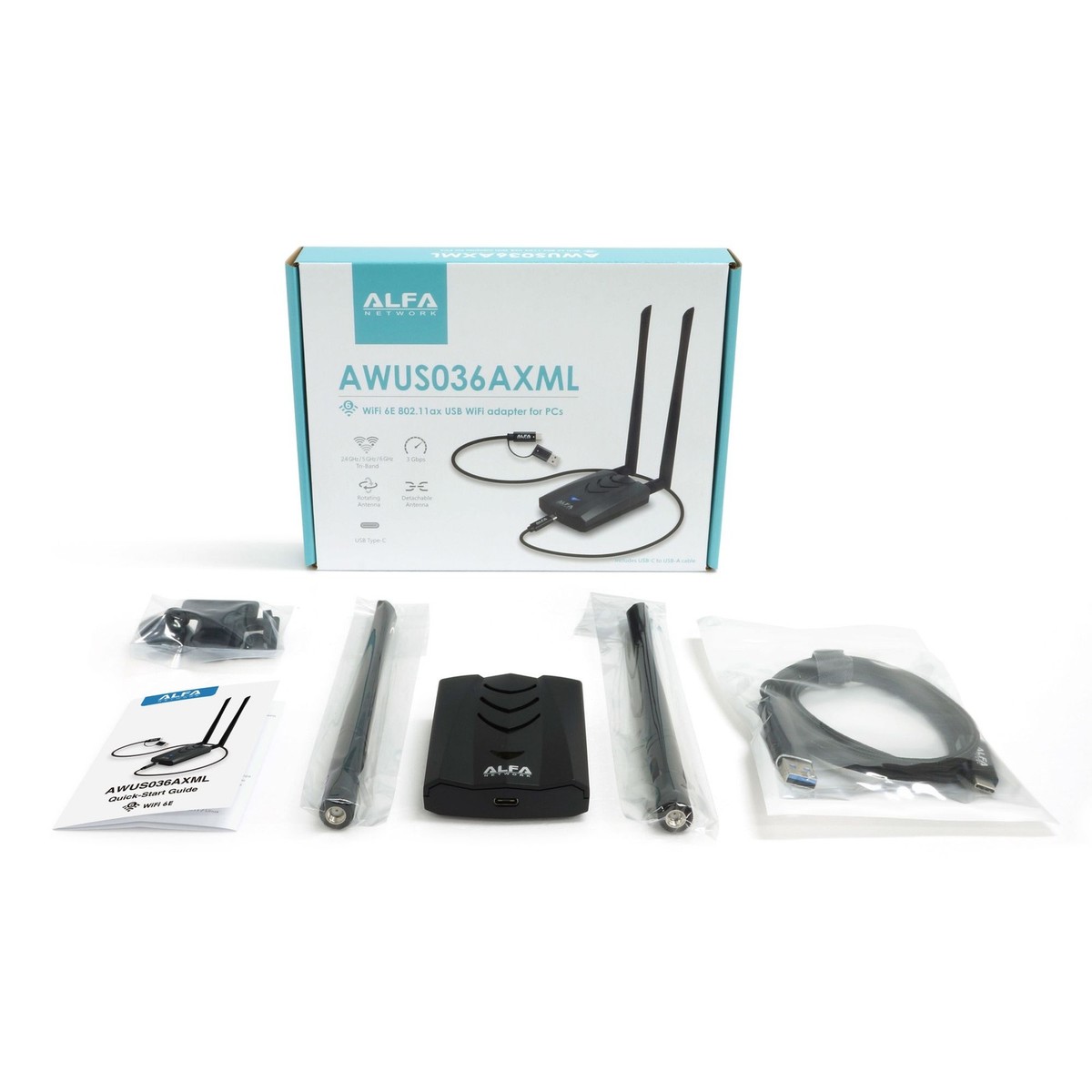 Alfa AWUS036AXML 1800 Mbps Tri-Band USB-WiFi Adapter for sale