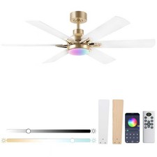 52in Ceiling Fans with Lights RGB Ceiling Fan with Light and Remote/APP Contr...