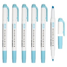 6Pack Broad and Round Tips Highlighter, Blue