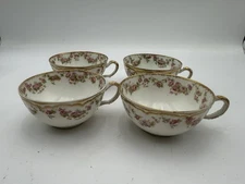 Haviland Limoges Schleiger  Pink Roses Gold Trim Cups set of 4  L28