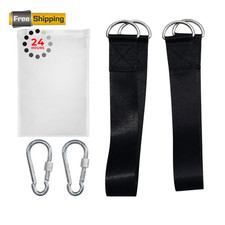 2 Pack Tree Swing Straps with Hanging Kit Heavy Duty Rope 50cm x 3.2cm, Black