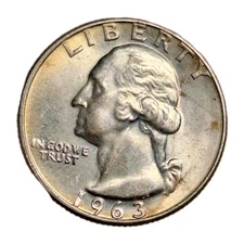 1963-D Washington Silver Quarter Nice Condition Looks Uncirculated Light Toning!