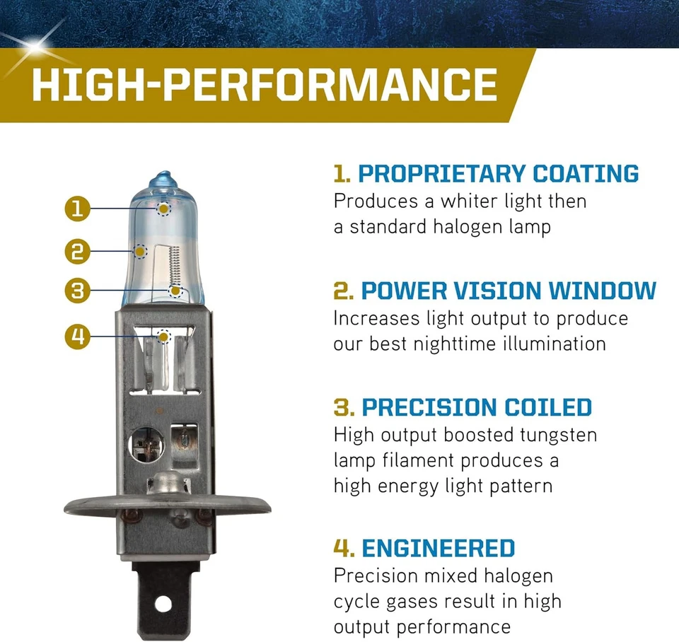 Faros Peak Power Vision Gold Automotriz Alto Rendimiento H1 55W (2 Blancos  Foto 2 de 4
