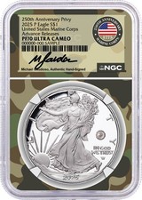 2025 P Silver Eagle U.s. Marine Corps Privy Ngc Pf70 Ucam Advance Releases