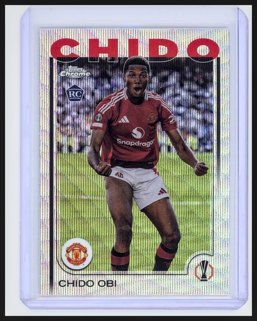 2024-25 Topps Chrome UEFA #14 Chido Obi RC Rookie Wave Refractor Man United