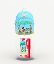 Mini mochila y mini billetera Loungefly Disney Lilo & Stitch hamaca nueva con etiquetas