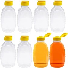 8 Pack 16Oz Clear Plastic Honey Bottles,Refillable Grade Honey Container,Squeeze