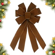 Christmas Wreath Bow 20 x 11 Inches Large Christmas Bows Brownish Camel Velve...