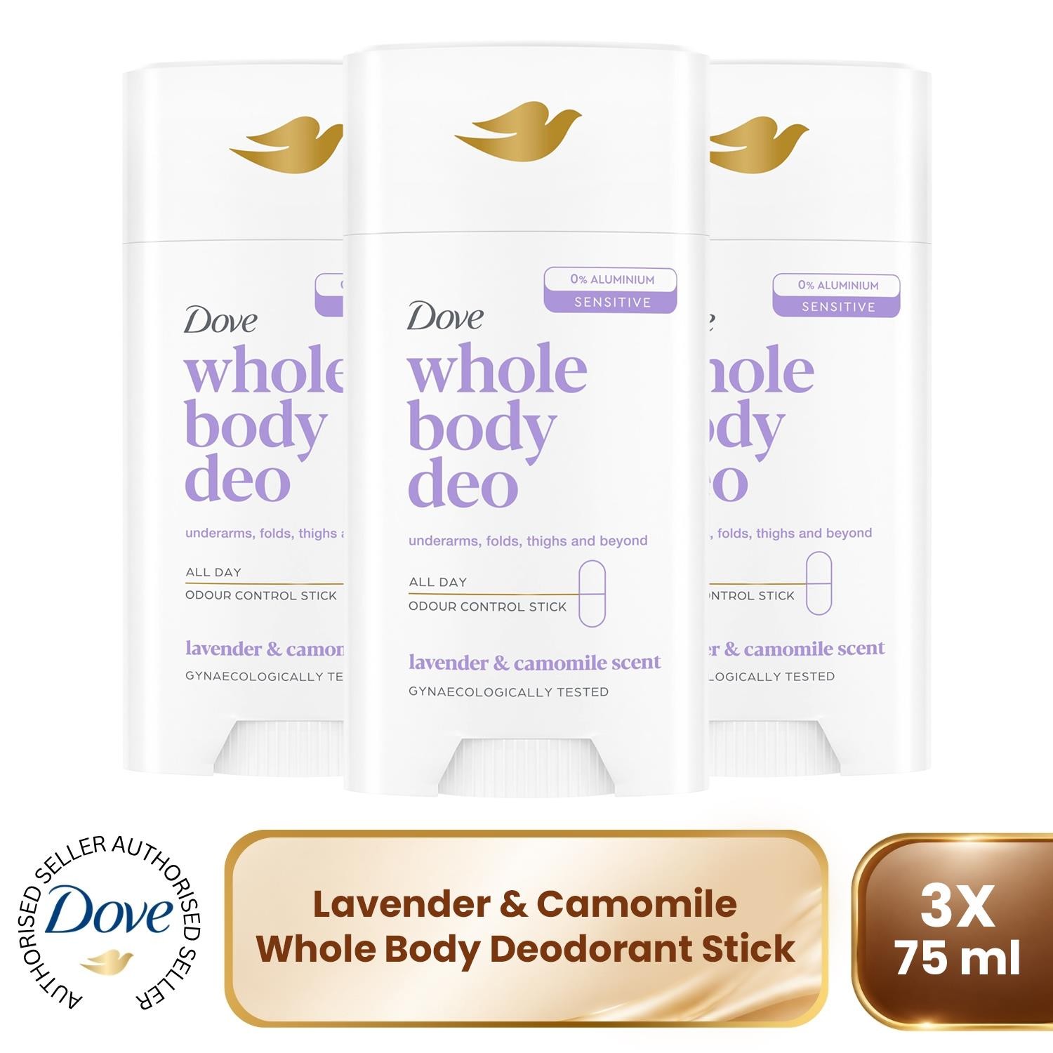 Dove Whole Body Deodorant Stick Long Lasting Fresh Lavender & Camomile, 6x75ml - Image 3