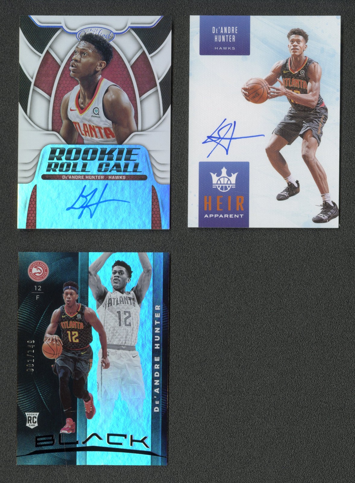 2019-20 Panini Basketball De'Andre Hunter RC Auto Lot Of 2 + Base RC /149