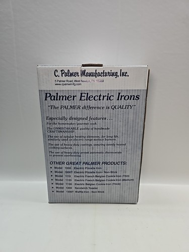 C. Palmer Pizzelle Iron Model , 800 Watts Pizelle Maker Electric, American Ma... - Picture 6 of 8