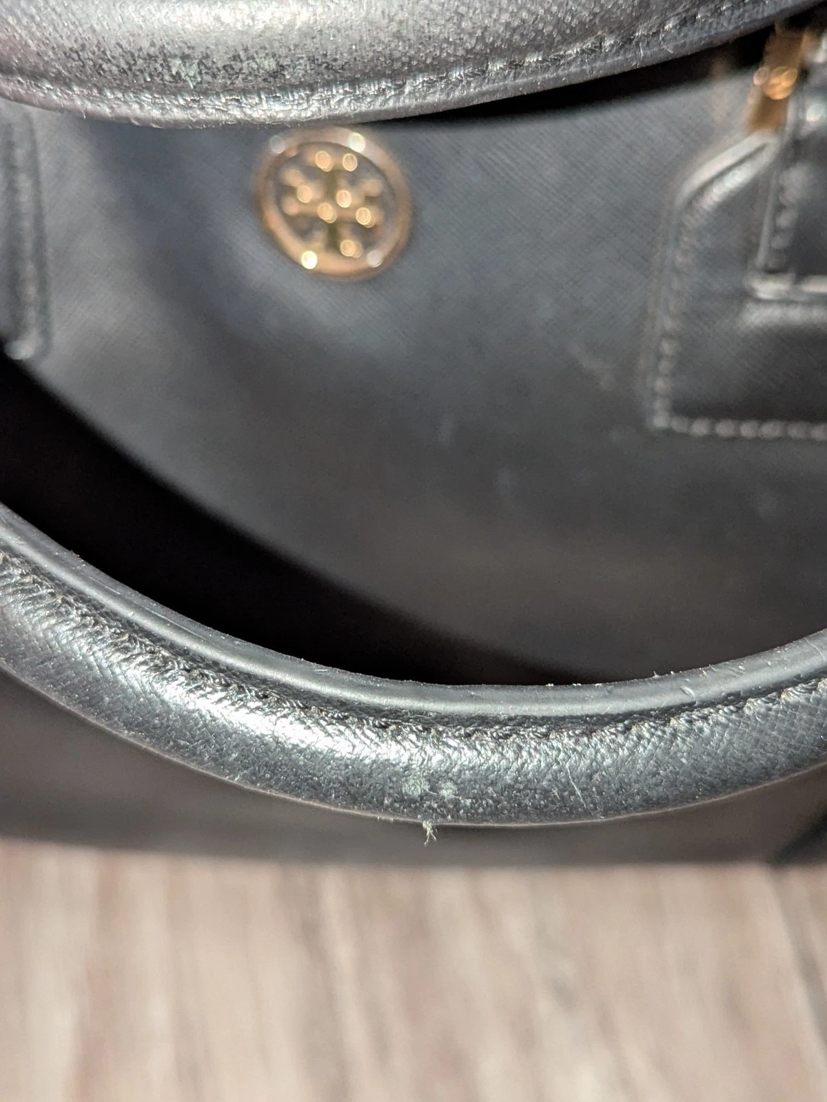 Borsa Tory Burch Robinson doppia zip tote bag nera pelle saffiano bordo oro