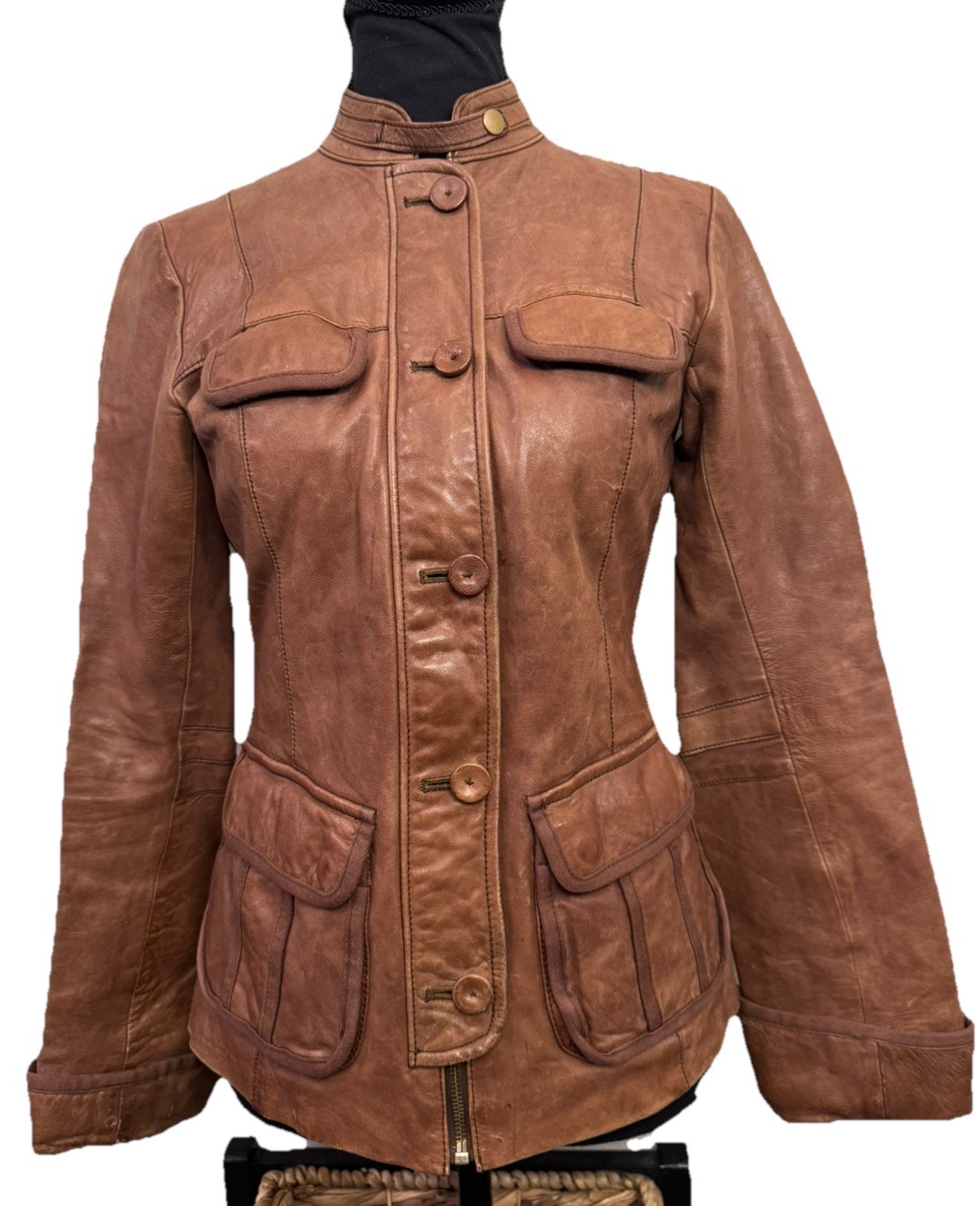 Vintage Gap  Leather Button Front Jacket Size X S… - image 1