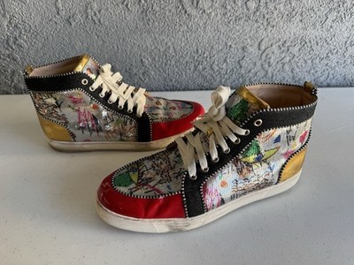 the Christian Louboutin Rantus Orlato Flat High Graffiti Sneakers 13.5US