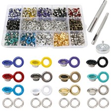 Metal Eyelets Grommets Kit 3/16 Inch Multi Color Install Tool 12 Colors 600PCS