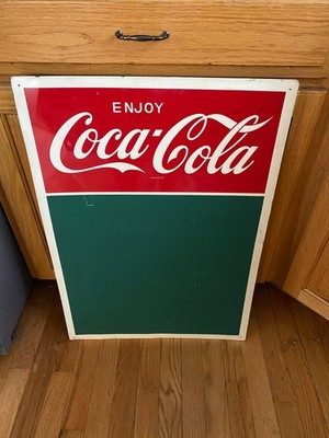 COKE COCA COLA TIN SODA SIGN MENU BOARD - NICE CONDITION!! MEASURES 28'' X 20''