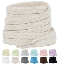 2 Pairs Flat Cotton Shoe Laces 5/16" Wide Double Layer Shoelaces for Sneakers...
