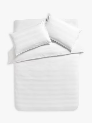 John Lewis Waffle Stripe Kingsize Duvet Cover and Pillowcase Set White New Other