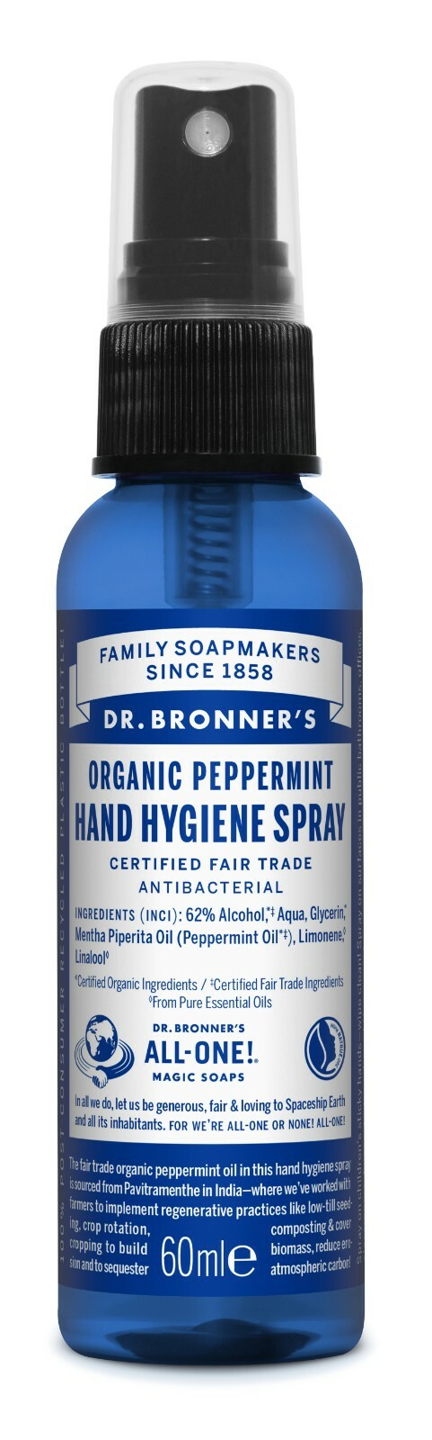 Dr Bronners Organic Hand Hygiene Spray Peppermint 60ml