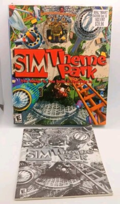 Sim Theme Park PC Game Box Windows 95 98 Vintage - Box & Manual Only