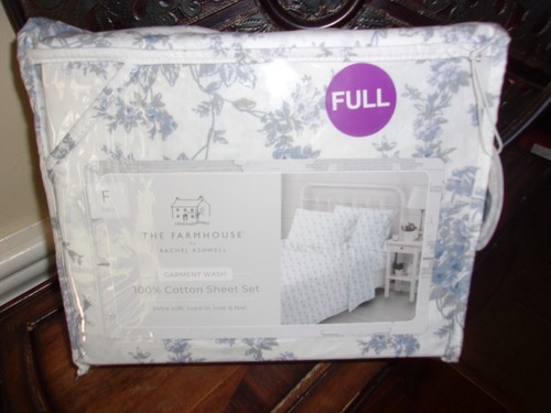 Shabby Chic Bauernhaus von Rachel Ashwell blau/weiß Blumen komplettes Lakenset 4-teilig