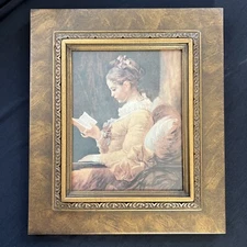 ANTIQUE FramedPrint Jean Honore Fragonard Girl Reading Book  French Art