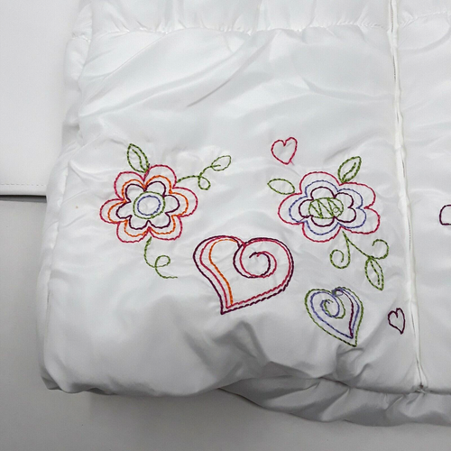 Girls Puffer Jacket Size 6 Quilted Puffer Vest Hoodie Sleeveless Hearts Flowers - Picture 2 of 10