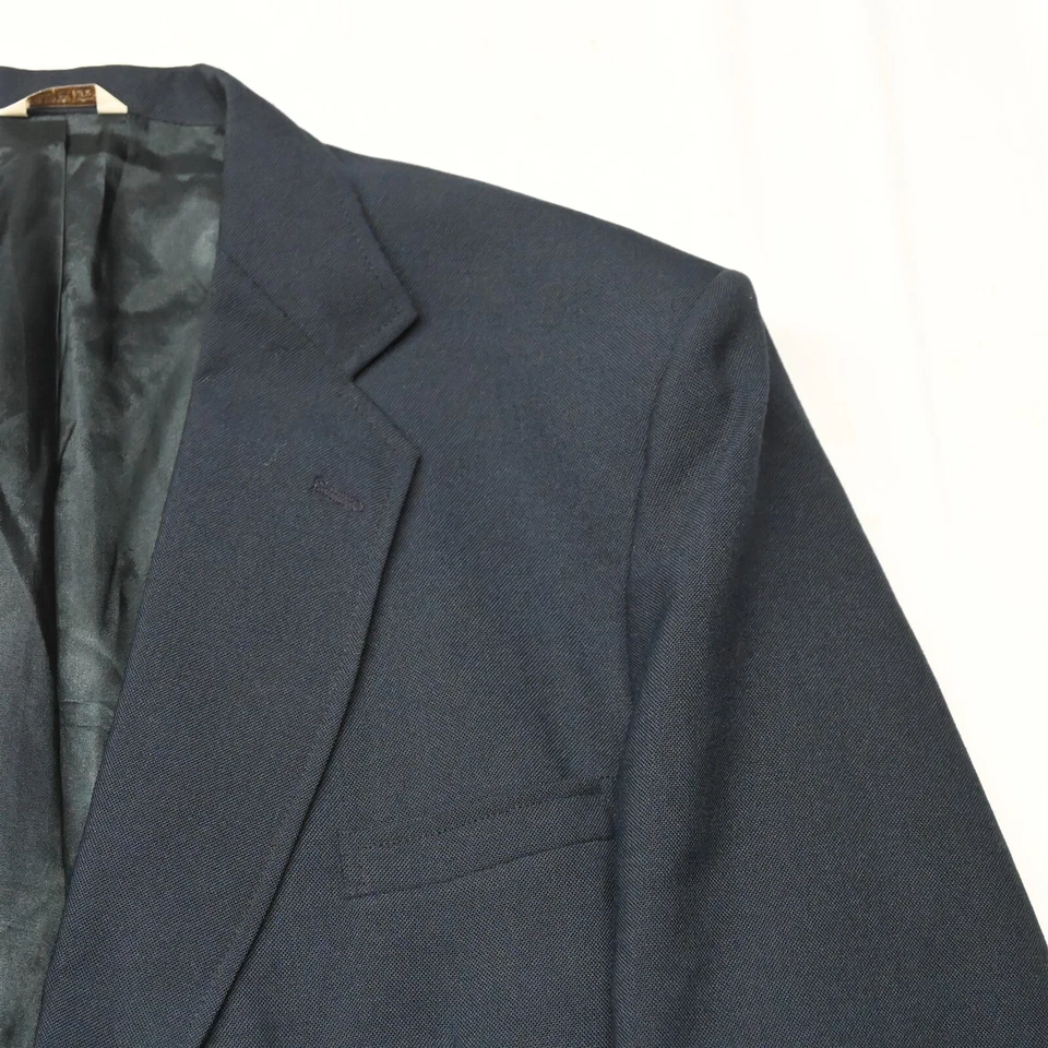 复古 Alexander Lloyd 美国制造 52R 海军蓝 Hopsack 金色纽扣西装外套运动外套 — 第 2/4 张图片