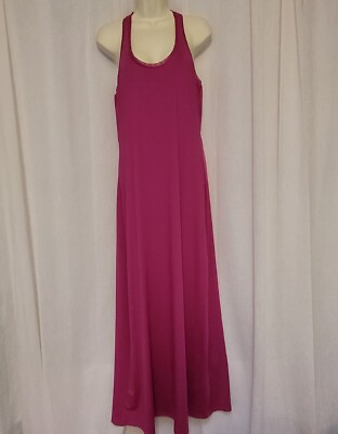 FABLETICS NWT Mosa Maxi Racerback Stretch Dress Floor Length Size M Magenta  | eBay