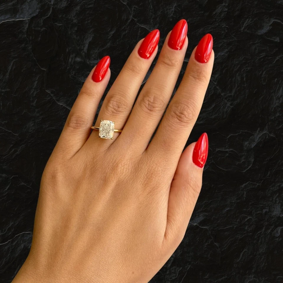 Cushion Cut Diamond Ring 18k Yellow Gold Lab Grown 2.5 Carat IGI Certified Women - Image 2 of 4