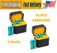 16PCS PUJIMAX 1.5V Rechargeable AA Lithium-ion Batteries 3400mWh + Charging Dock