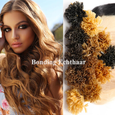 300 Strähnen Echthaar Bonding Keratin Hair Extensions Haarverlängerung 45cm 55cm