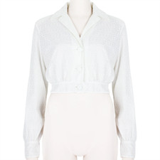 Alaia Intricately Embroidered Cropped White Cotton Jacket Fr36 Uk8