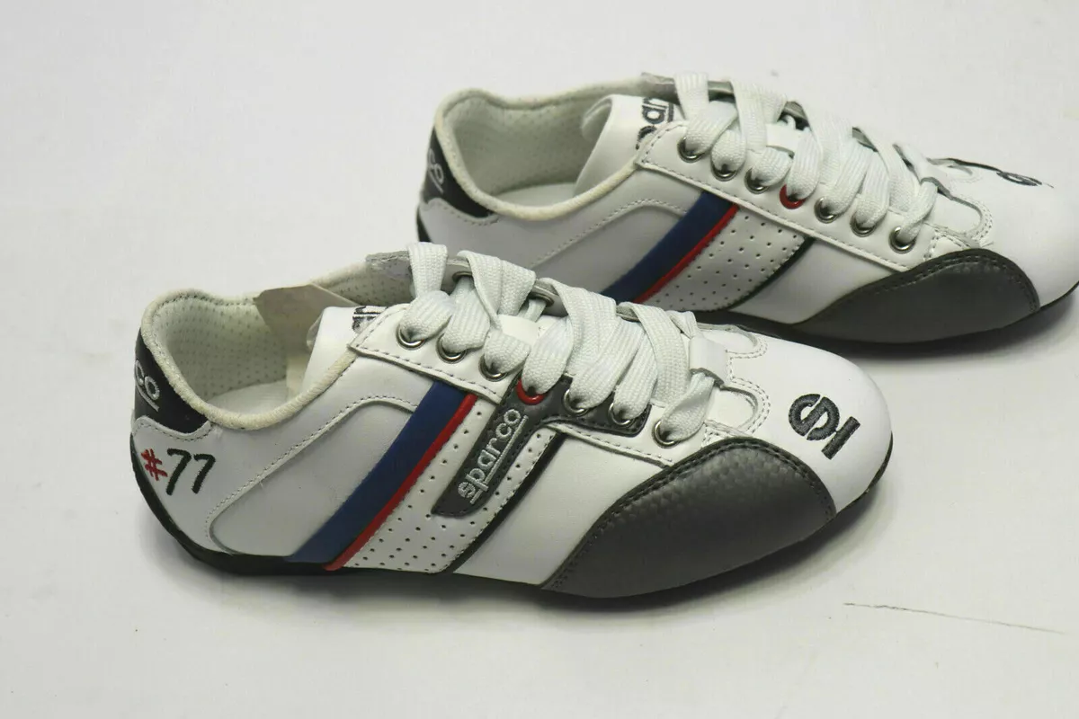 SPARCO Racing Time 77 SHOES Mens Lace Up White w/ Grey Casual 37 Euro 5 US  NEW