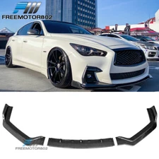 Fit 18-24 Infiniti Q50 Sport Carbon Fiber Print PP Front Bumper Lip Splitter