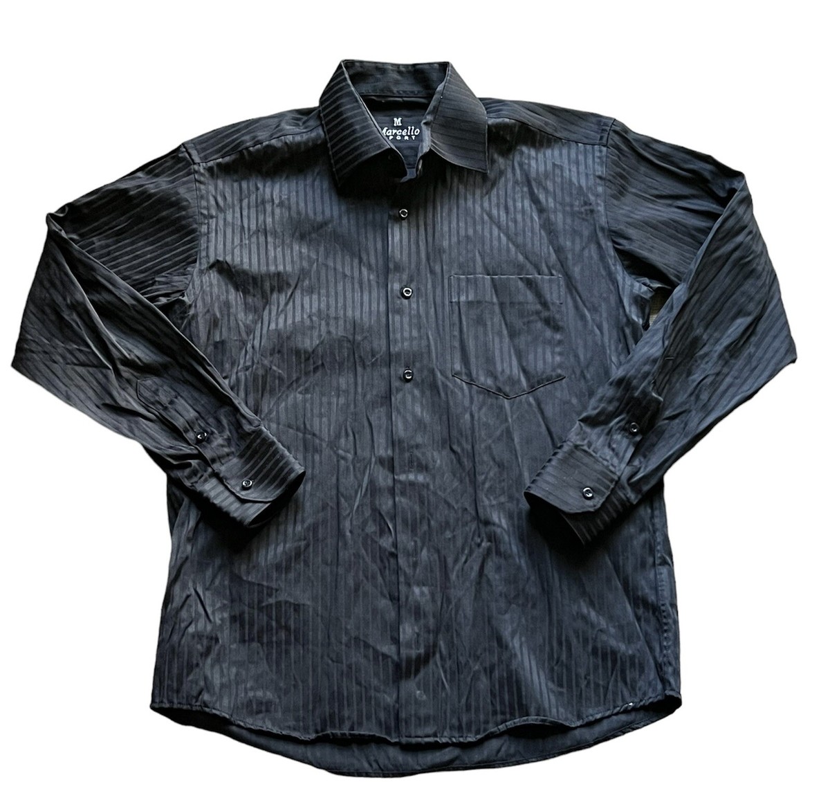 marcello dress shirt MARCELLO SPORT BLACK LONG SLEEVE BUTTO UP DRESS SHIRT SZ M